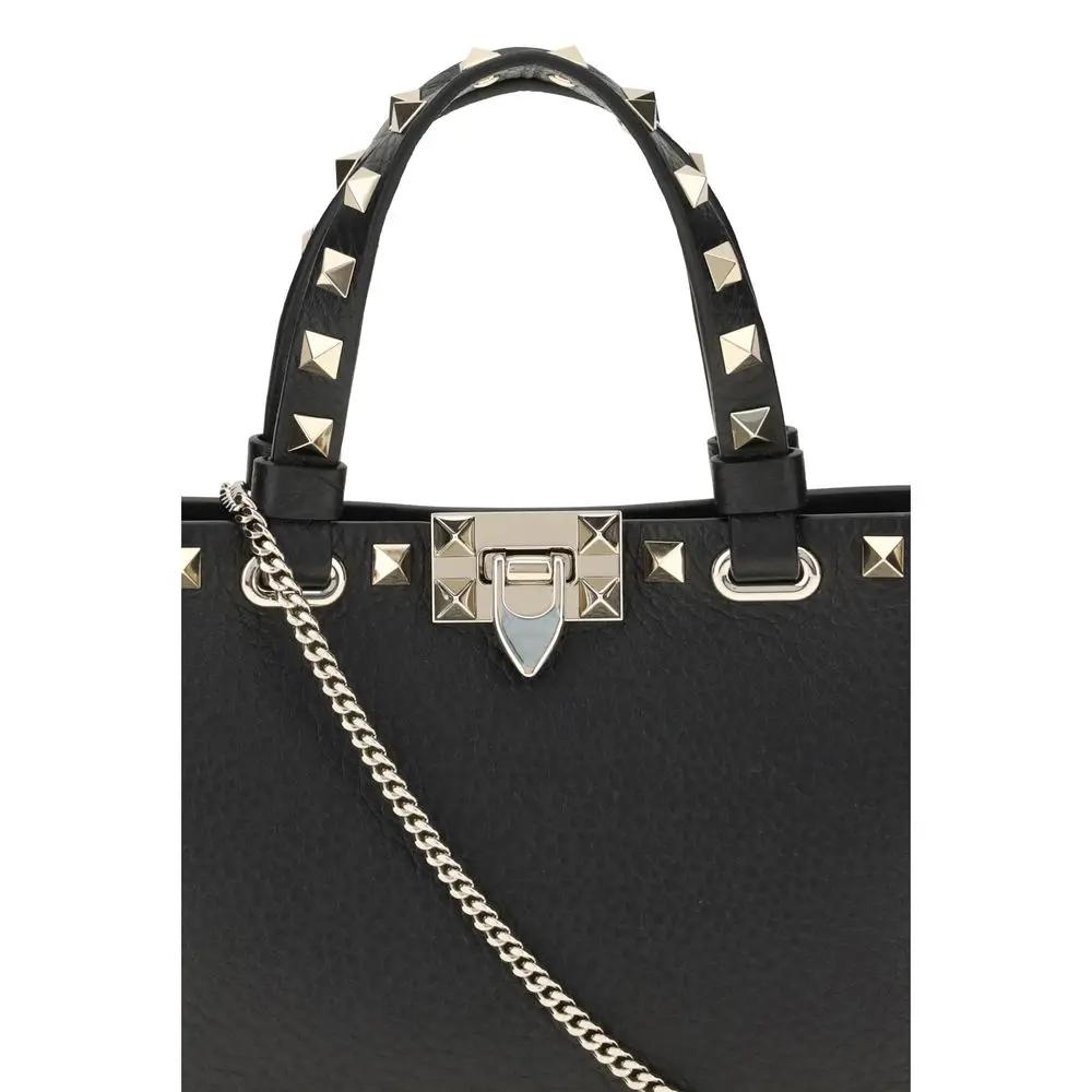 Valentino Garavani Black Calf Leather Bos Taurus Handbag