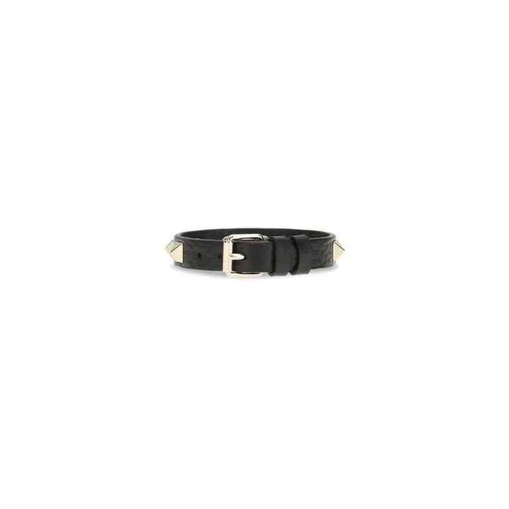 Valentino Garavani Black Calf Leather Bos Taurus Bracelet