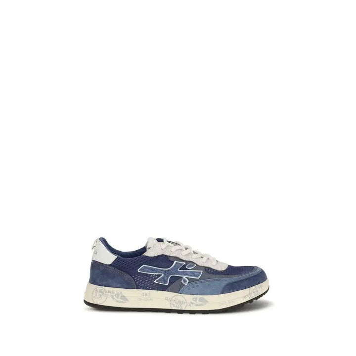Premiata Blue Calf Leather Bos Taurus Athletic Sneakers