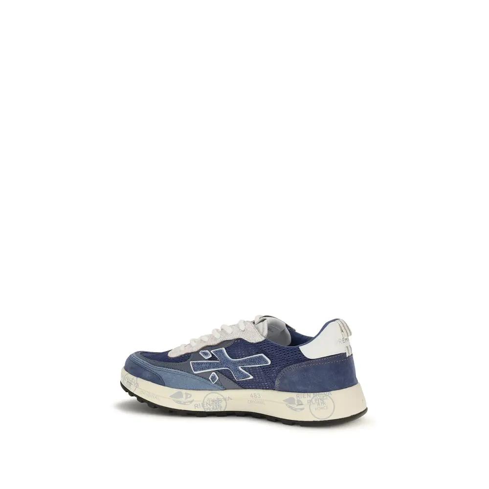 Premiata Blue Calf Leather Bos Taurus Athletic Sneakers
