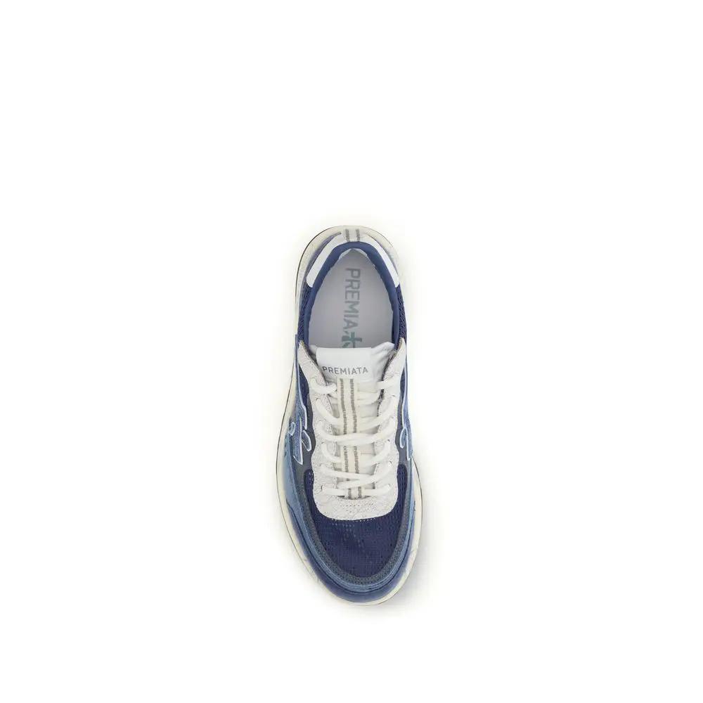 Premiata Blue Calf Leather Bos Taurus Athletic Sneakers