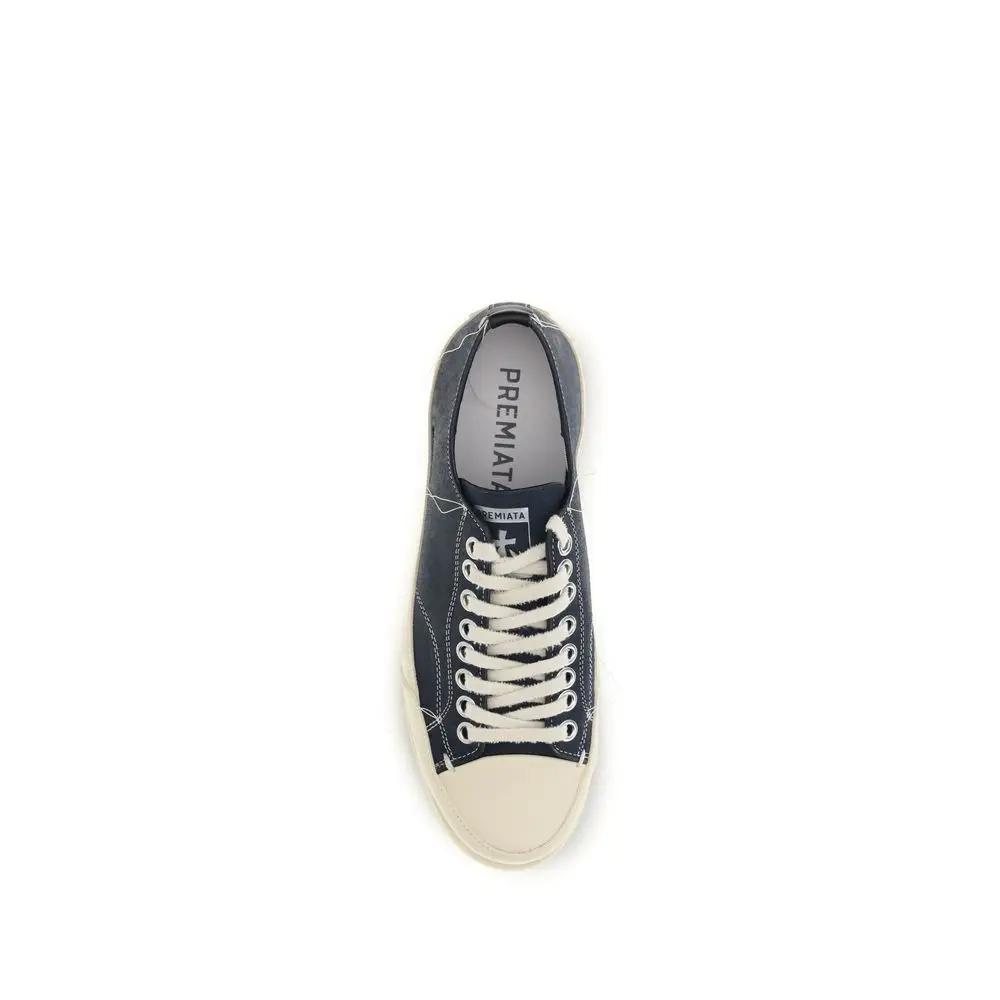 Premiata Blue Calf Leather Bos Taurus Low Top Sneakers