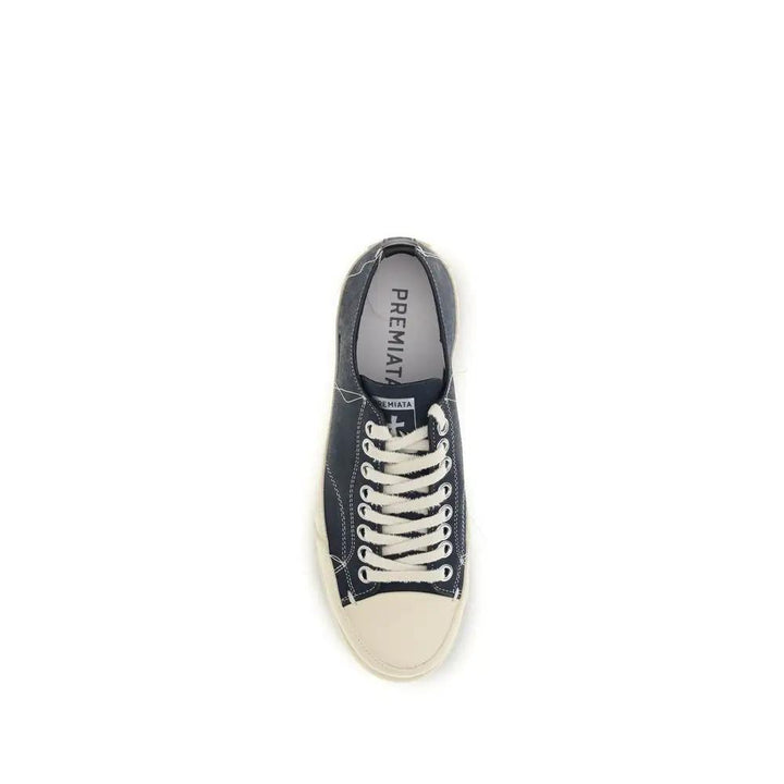 Premiata Blue Calf Leather Bos Taurus Low Top Sneakers