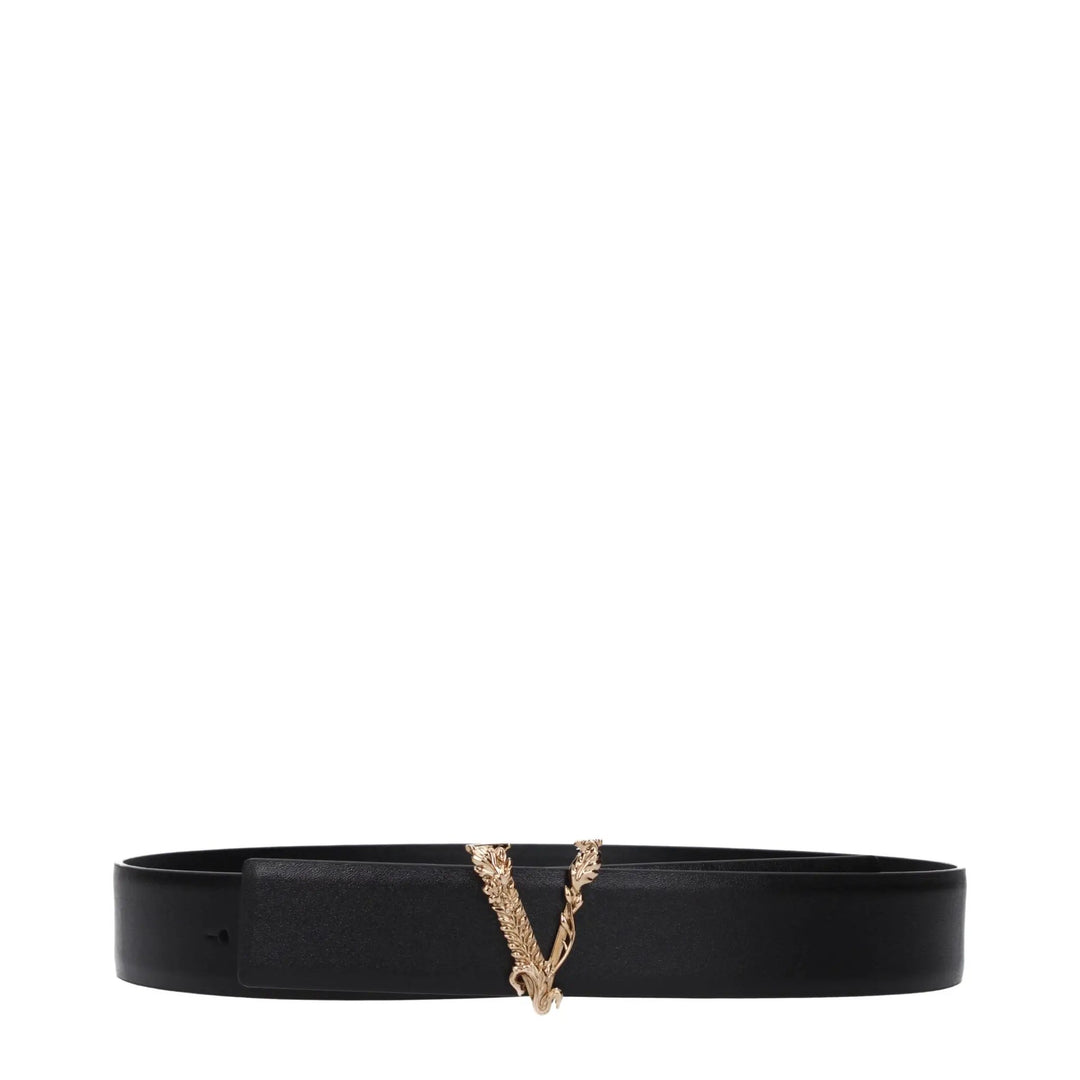 Versace Black Leather Regular Belt