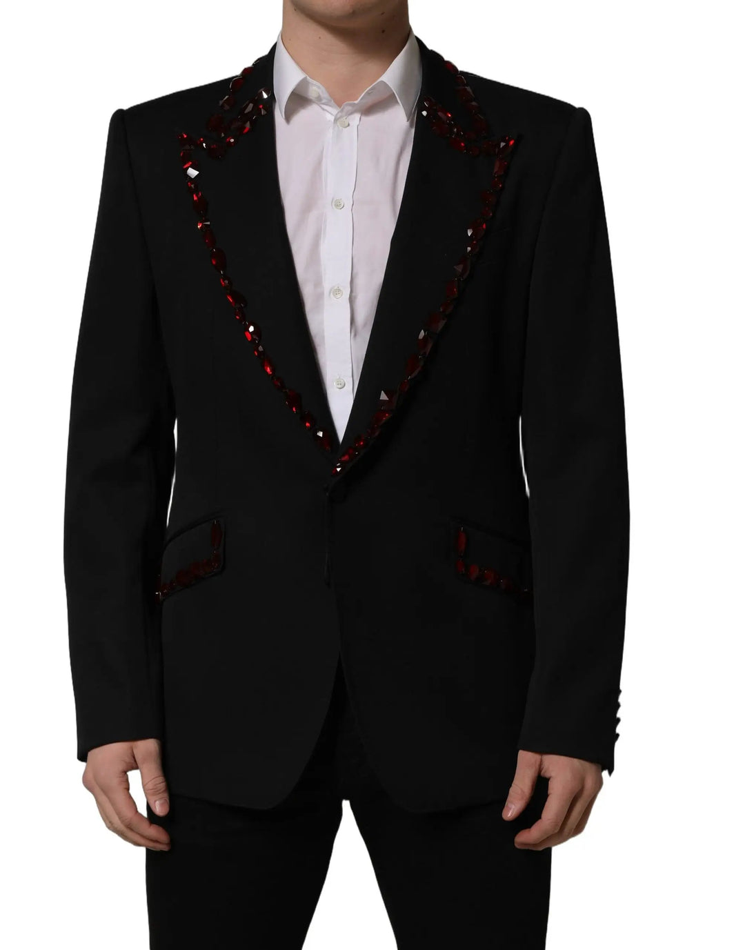 Dolce &amp; Gabbana Sample Sale | Dolce &amp; Gabbana Black Crystal Embellished Coat Blazer Jacket - | Designer outlet