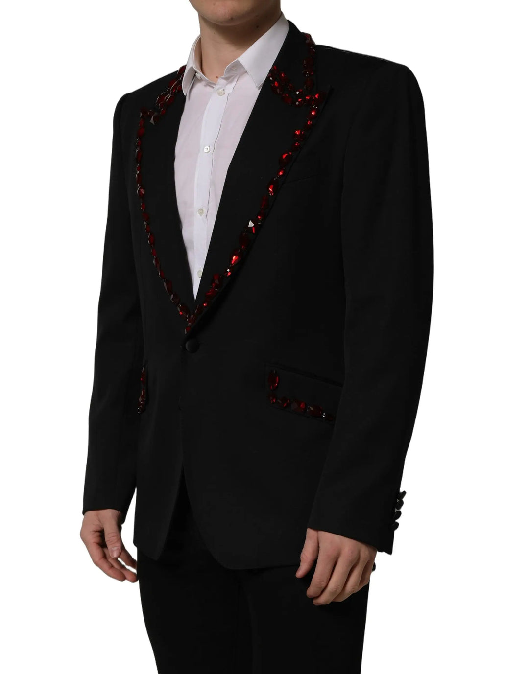 Dolce &amp; Gabbana Sample Sale | Dolce &amp; Gabbana Black Crystal Embellished Coat Blazer Jacket - | Designer outlet