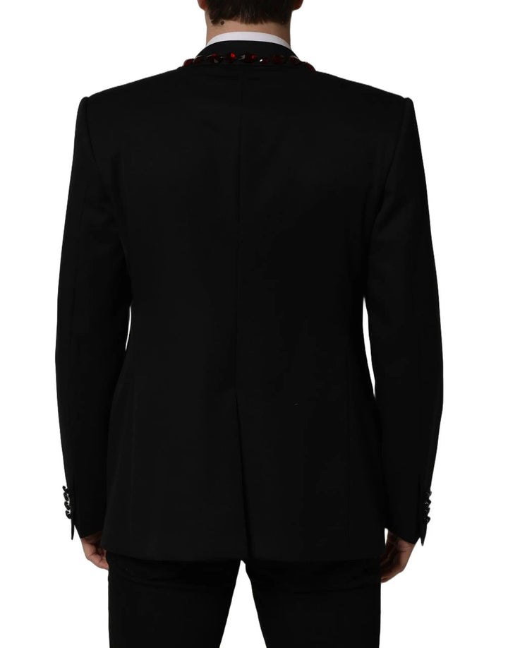 Dolce &amp; Gabbana Sample Sale | Dolce &amp; Gabbana Black Crystal Embellished Coat Blazer Jacket - | Designer outlet