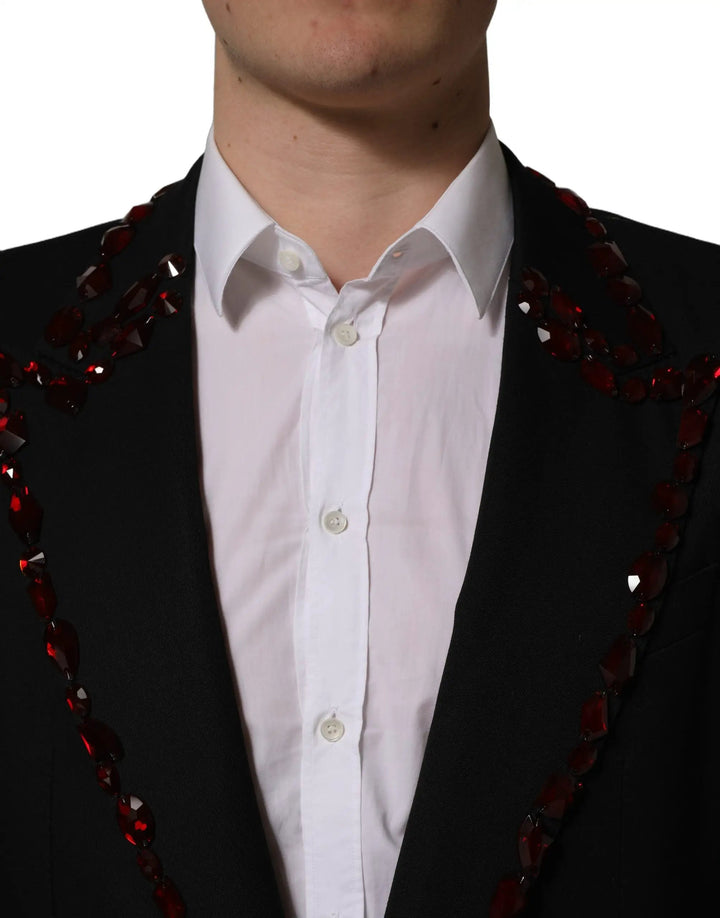 Dolce &amp; Gabbana Sample Sale | Dolce &amp; Gabbana Black Crystal Embellished Coat Blazer Jacket - | Designer outlet