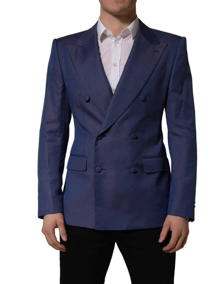 Dolce &amp; Gabbana Sample Sale | Dolce &amp; Gabbana Blue Wool Double Breasted Men Blazer Jacket - | Designer outlet