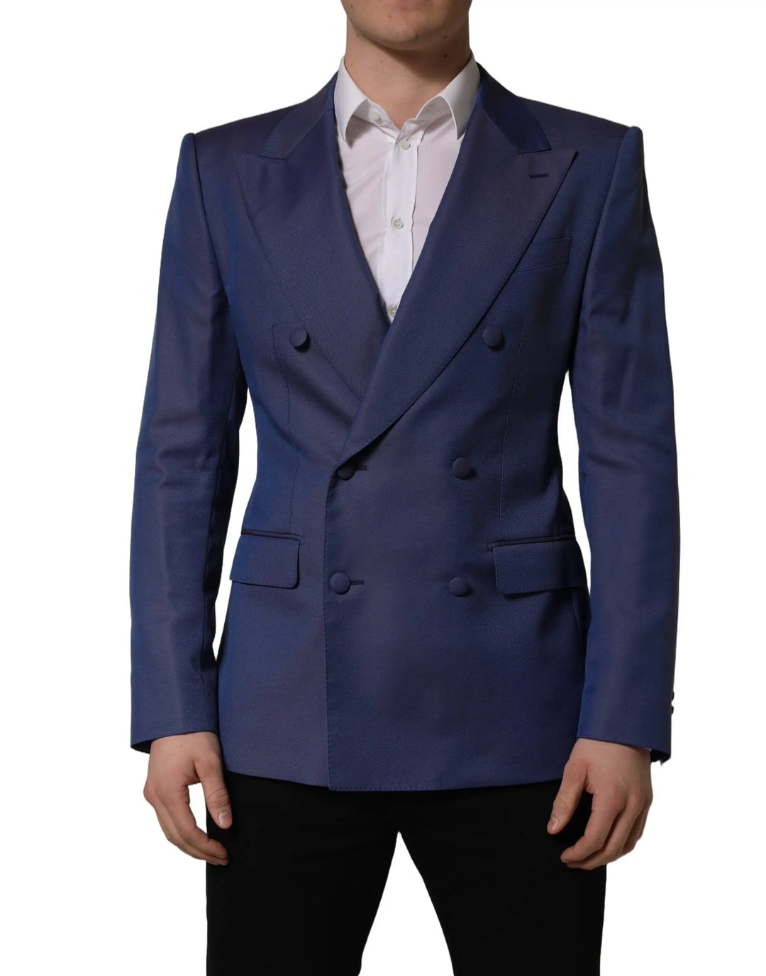Dolce &amp; Gabbana Sample Sale | Dolce &amp; Gabbana Blue Wool Double Breasted Men Blazer Jacket - | Designer outlet
