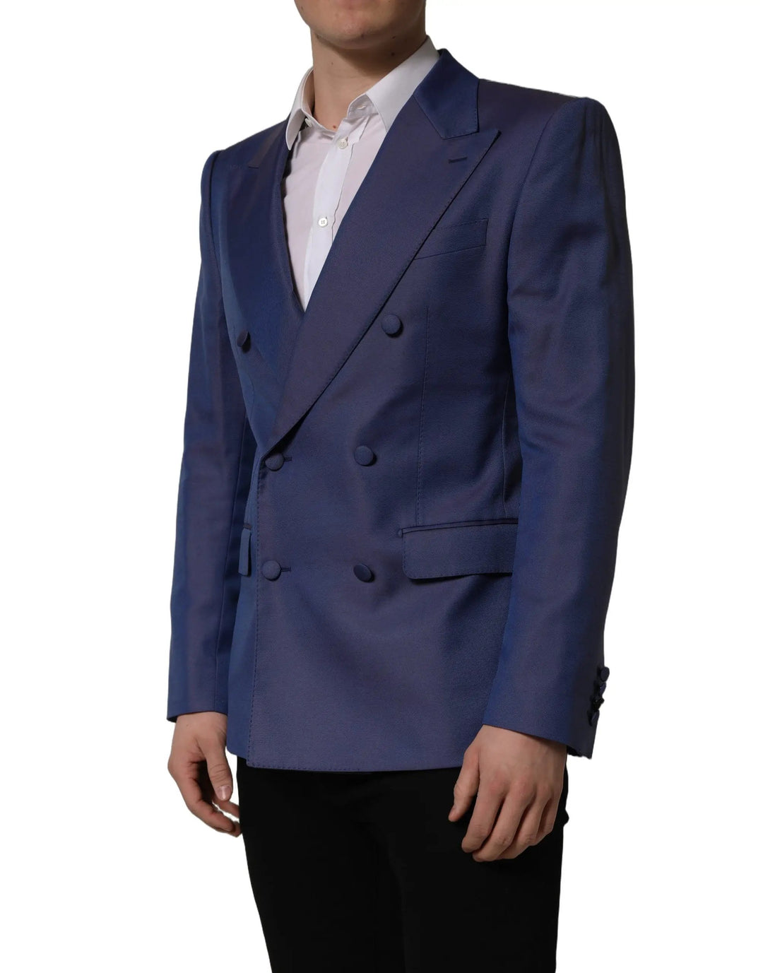 Dolce &amp; Gabbana Sample Sale | Dolce &amp; Gabbana Blue Wool Double Breasted Men Blazer Jacket - | Designer outlet