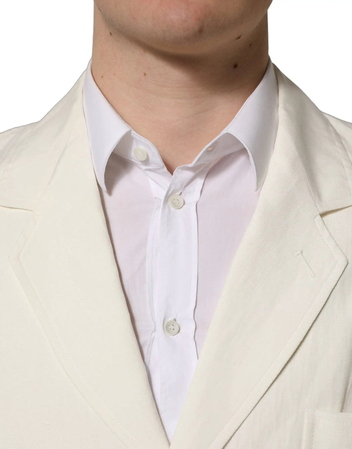 Dolce &amp; Gabbana Sample Sale | Dolce &amp; Gabbana Off White Flax Single Breasted Blazer Jacket - | Designer outlet