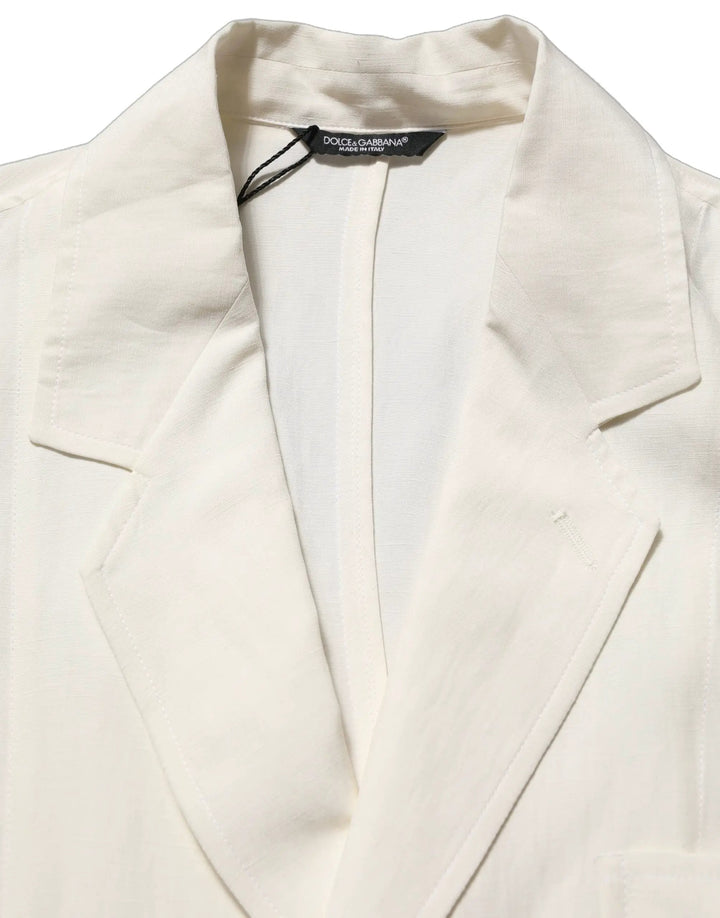 Dolce &amp; Gabbana Sample Sale | Dolce &amp; Gabbana Off White Flax Single Breasted Blazer Jacket - | Designer outlet