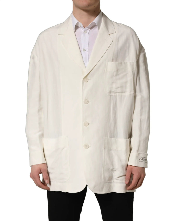 Dolce &amp; Gabbana Sample Sale | Dolce &amp; Gabbana Off White Flax Single Breasted Blazer Jacket - | Designer outlet