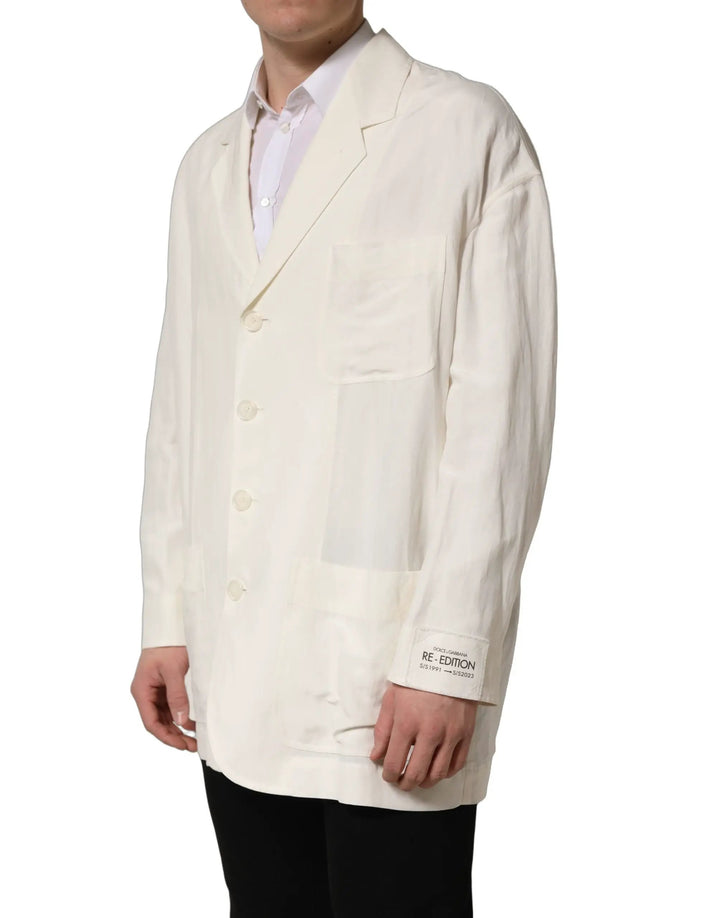 Dolce &amp; Gabbana Sample Sale | Dolce &amp; Gabbana Off White Flax Single Breasted Blazer Jacket - | Designer outlet