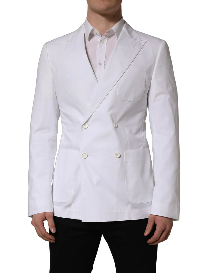 Dolce &amp; Gabbana Sample Sale | Dolce &amp; Gabbana White Cotton Double Breasted Blazer Jacket - | Designer outlet