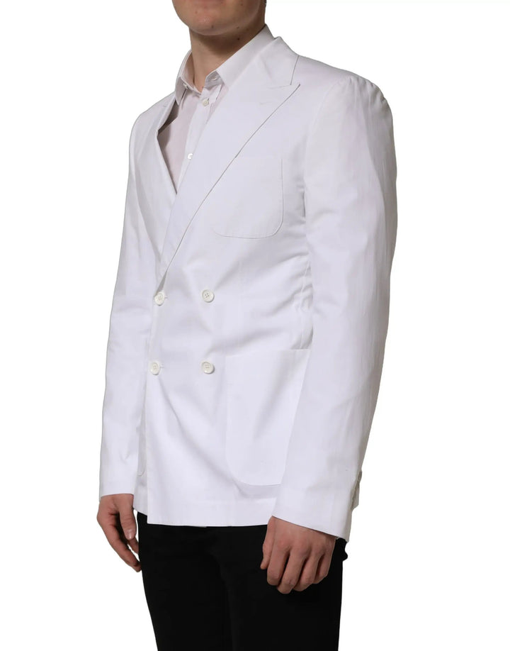 Dolce &amp; Gabbana Sample Sale | Dolce &amp; Gabbana White Cotton Double Breasted Blazer Jacket - | Designer outlet