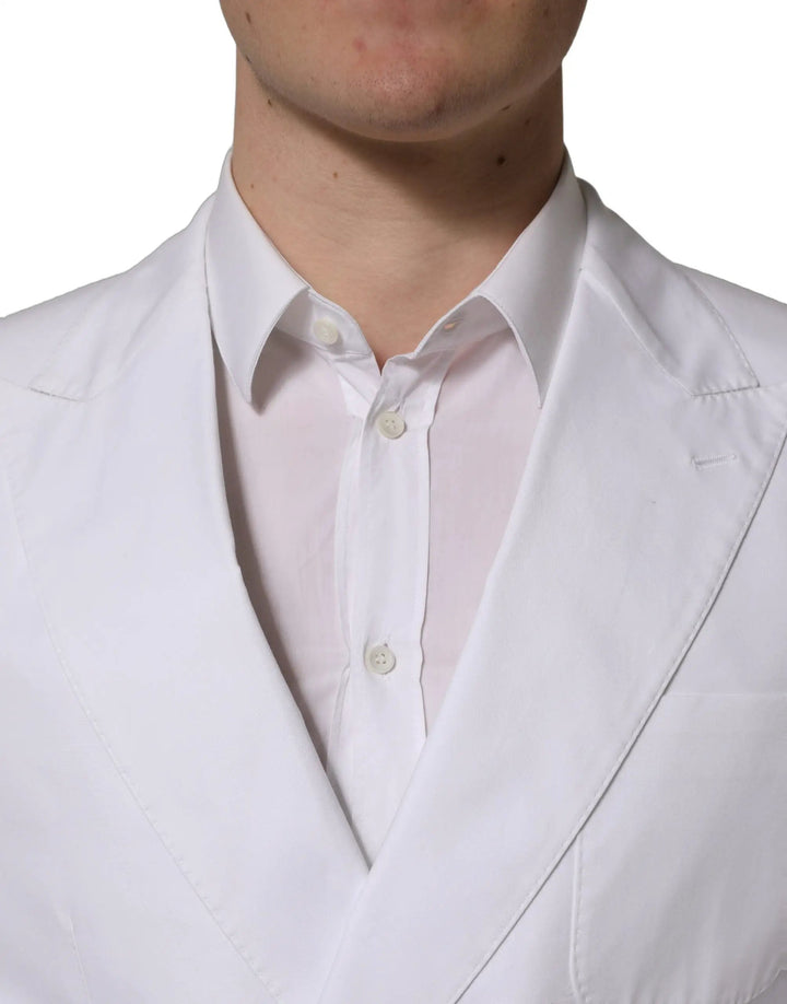 Dolce &amp; Gabbana Sample Sale | Dolce &amp; Gabbana White Cotton Double Breasted Blazer Jacket - | Designer outlet