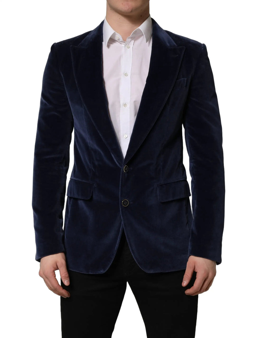 Dolce &amp; Gabbana Sample Sale | Dolce &amp; Gabbana Blue Velvet Single Breasted Blazer Jacket - | Designer outlet