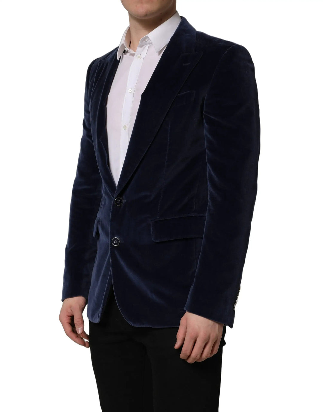 Dolce &amp; Gabbana Sample Sale | Dolce &amp; Gabbana Blue Velvet Single Breasted Blazer Jacket - | Designer outlet