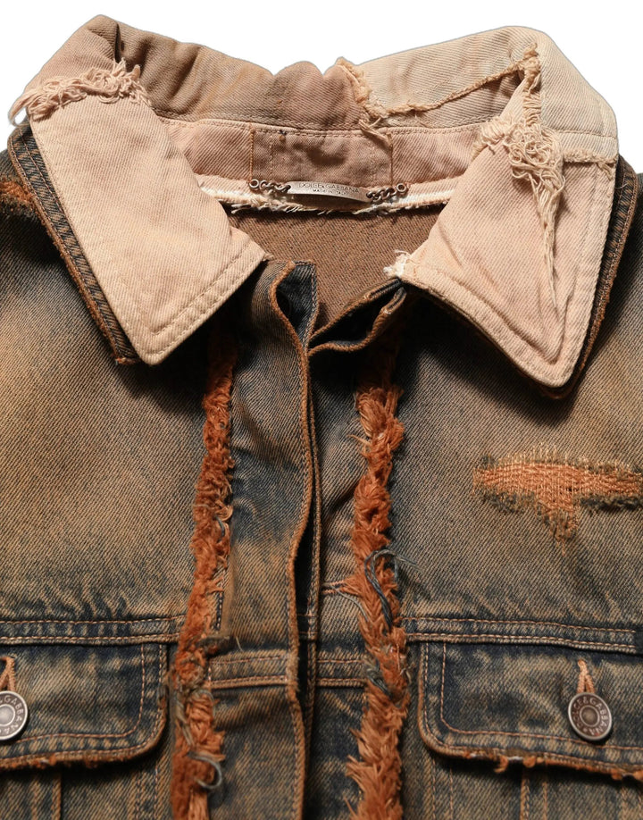 Dolce &amp; Gabbana Sample Sale | Dolce &amp; Gabbana Multicolor Raw Cut Panelled Denim Men Jacket - | Designer outlet
