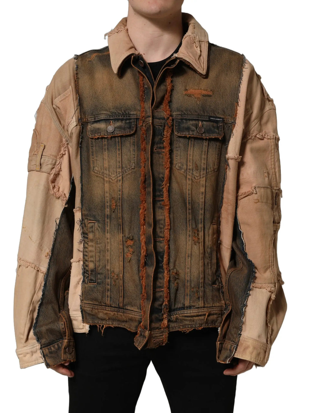 Dolce &amp; Gabbana Sample Sale | Dolce &amp; Gabbana Multicolor Raw Cut Panelled Denim Men Jacket - | Designer outlet