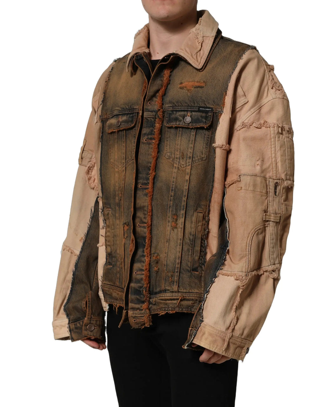Dolce &amp; Gabbana Sample Sale | Dolce &amp; Gabbana Multicolor Raw Cut Panelled Denim Men Jacket - | Designer outlet