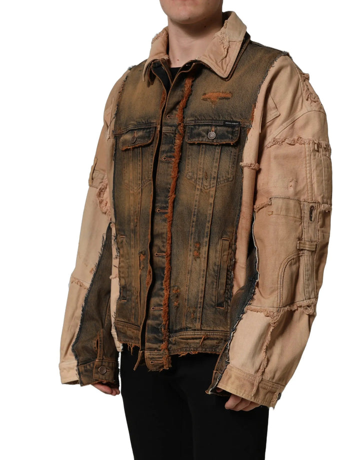 Dolce &amp; Gabbana Sample Sale | Dolce &amp; Gabbana Multicolor Raw Cut Panelled Denim Men Jacket - | Designer outlet