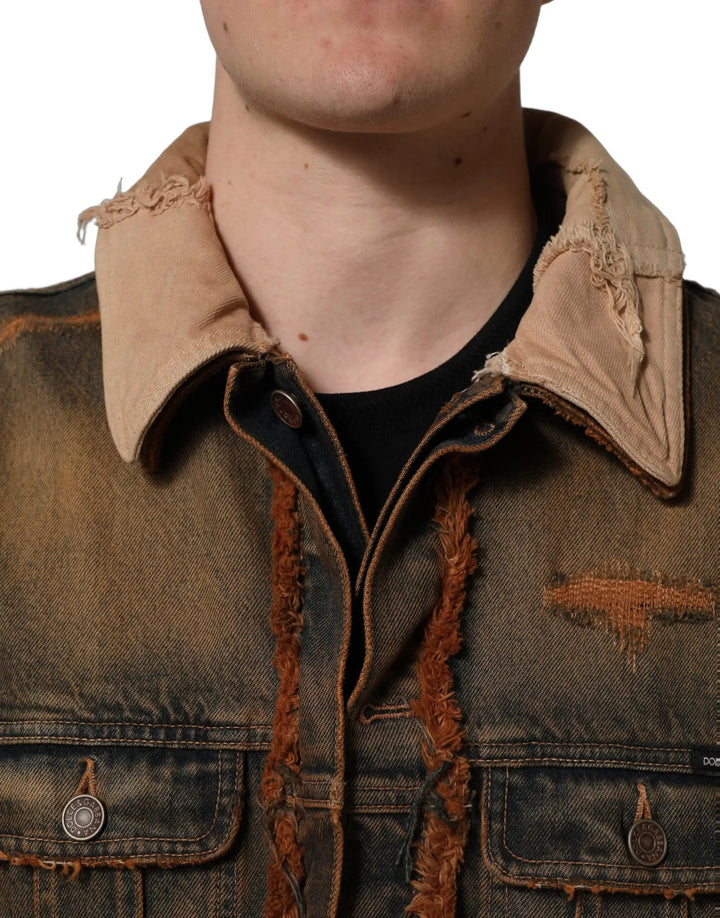 Dolce &amp; Gabbana Sample Sale | Dolce &amp; Gabbana Multicolor Raw Cut Panelled Denim Men Jacket - | Designer outlet