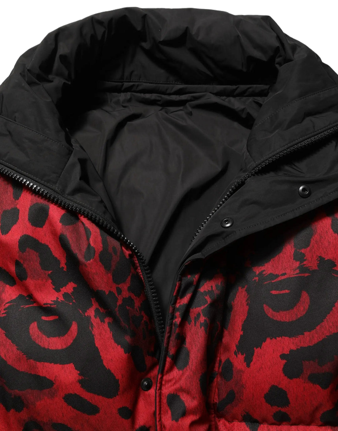 Dolce &amp; Gabbana Sample Sale | Dolce &amp; Gabbana Red Black Reversible Animal Print Puffer Coat Jacket - | Designer outlet
