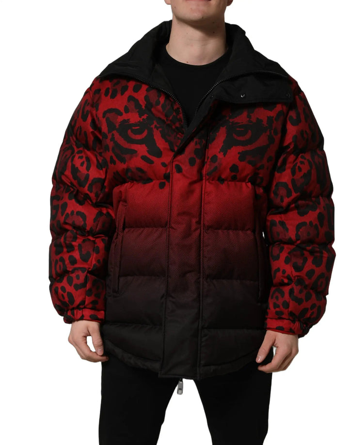 Dolce &amp; Gabbana Sample Sale | Dolce &amp; Gabbana Red Black Reversible Animal Print Puffer Coat Jacket - | Designer outlet