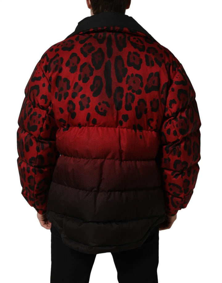 Dolce &amp; Gabbana Sample Sale | Dolce &amp; Gabbana Red Black Reversible Animal Print Puffer Coat Jacket - | Designer outlet
