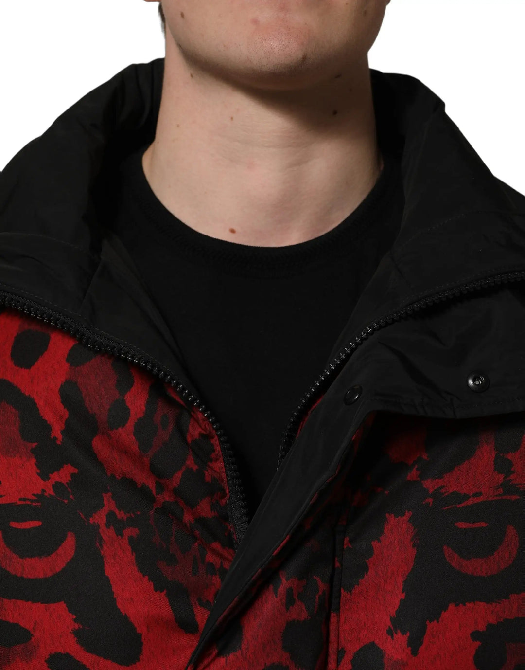 Dolce &amp; Gabbana Sample Sale | Dolce &amp; Gabbana Red Black Reversible Animal Print Puffer Coat Jacket - | Designer outlet