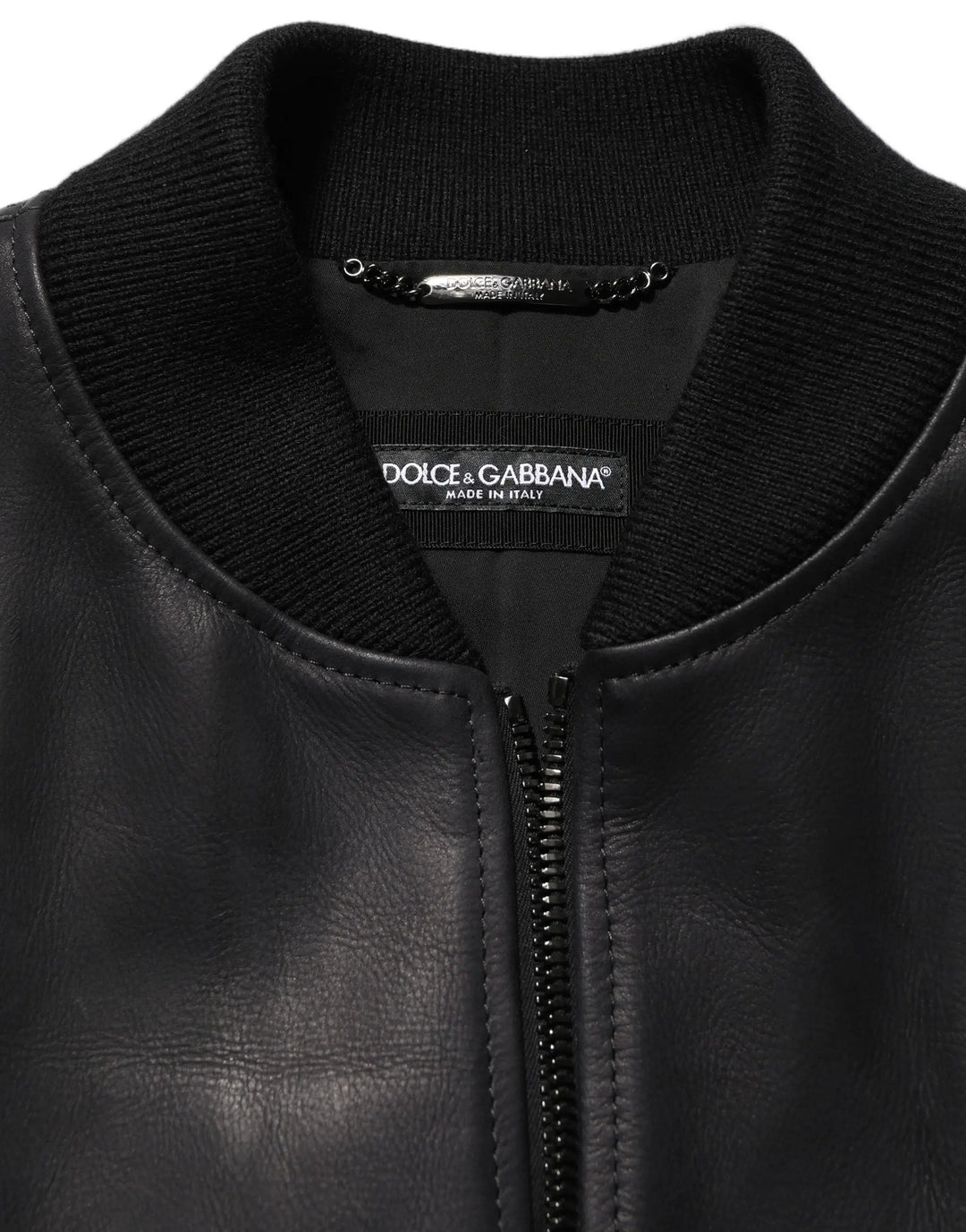 Dolce &amp; Gabbana Sample Sale | Dolce &amp; Gabbana Black Leather Full Zip Men Biker Jacket - | Designer outlet