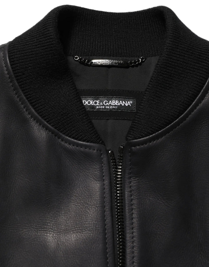 Dolce &amp; Gabbana Sample Sale | Dolce &amp; Gabbana Black Leather Full Zip Men Biker Jacket - | Designer outlet