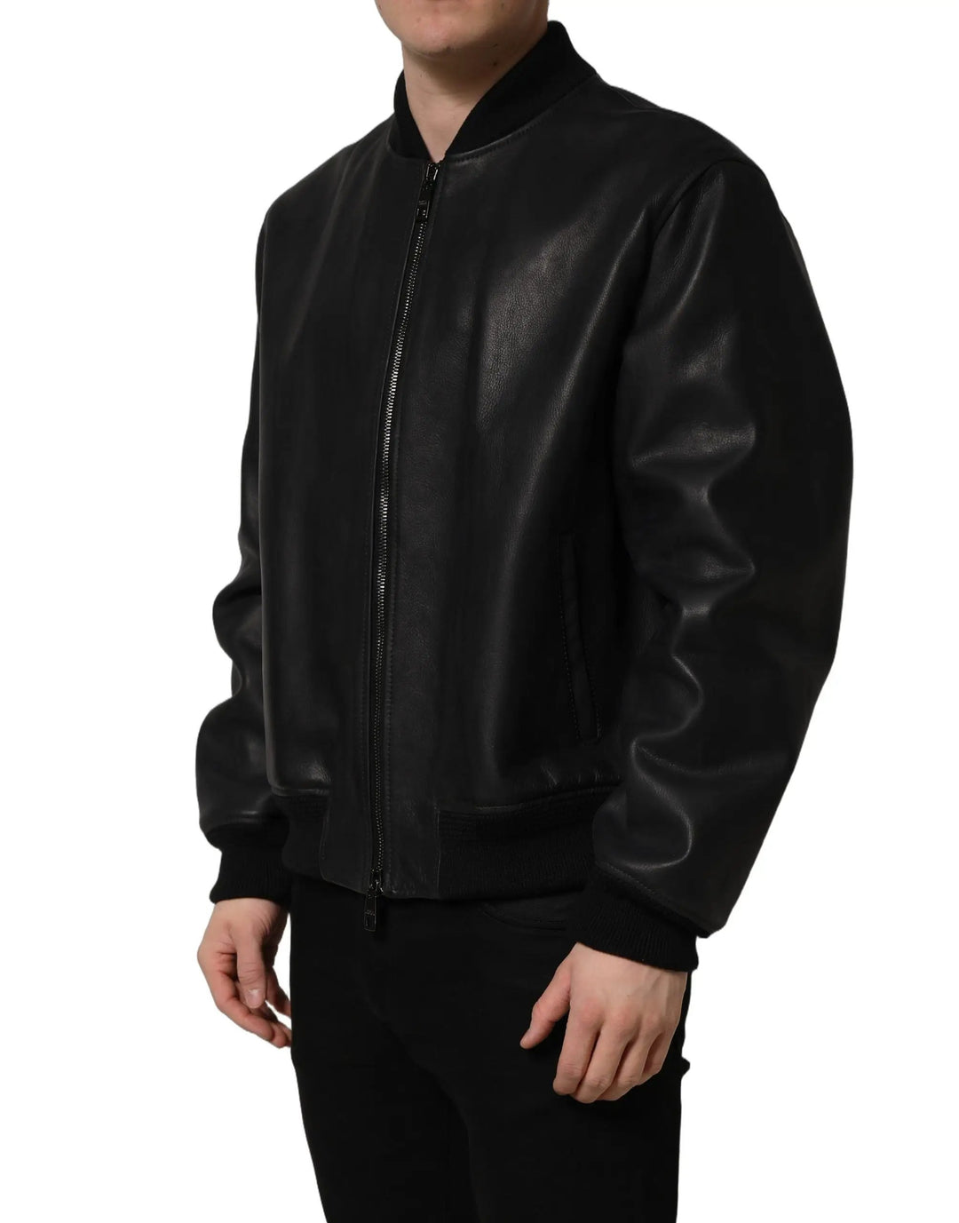 Dolce &amp; Gabbana Sample Sale | Dolce &amp; Gabbana Black Leather Full Zip Men Biker Jacket - | Designer outlet