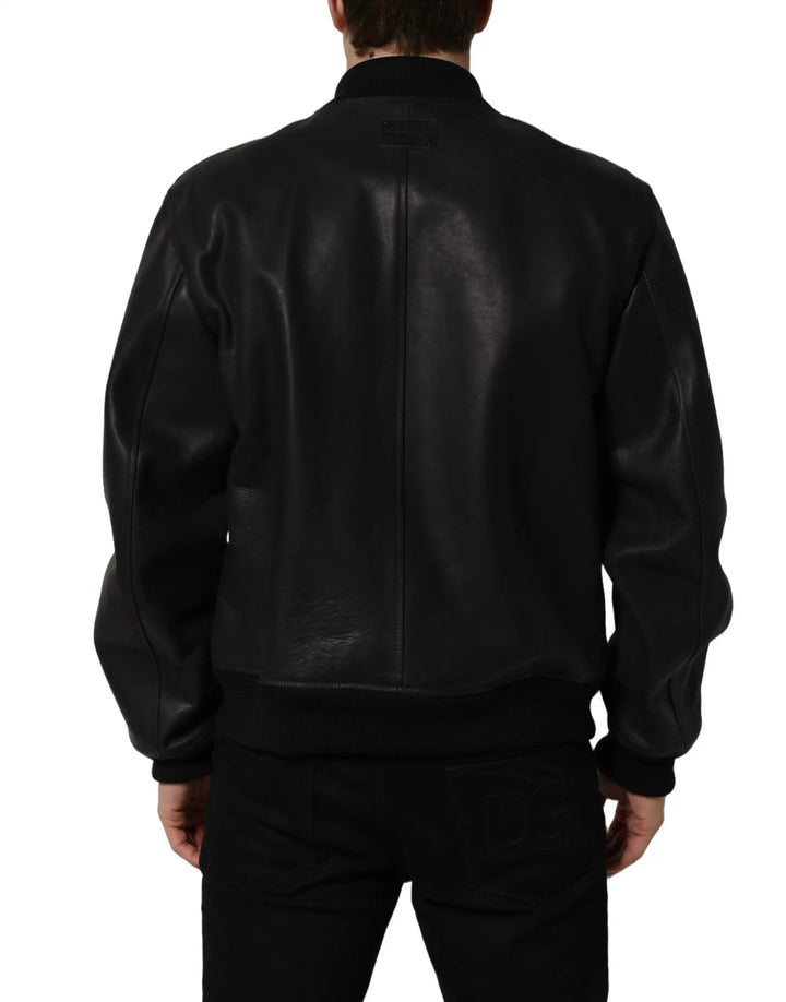 Dolce &amp; Gabbana Sample Sale | Dolce &amp; Gabbana Black Leather Full Zip Men Biker Jacket - | Designer outlet