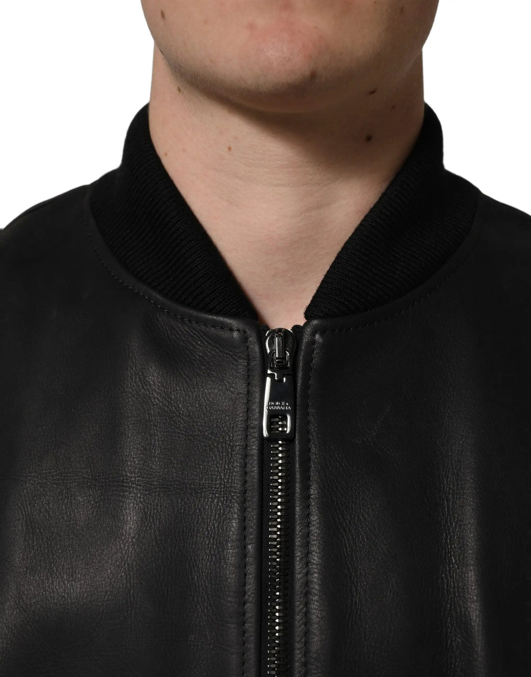 Dolce &amp; Gabbana Sample Sale | Dolce &amp; Gabbana Black Leather Full Zip Men Biker Jacket - | Designer outlet