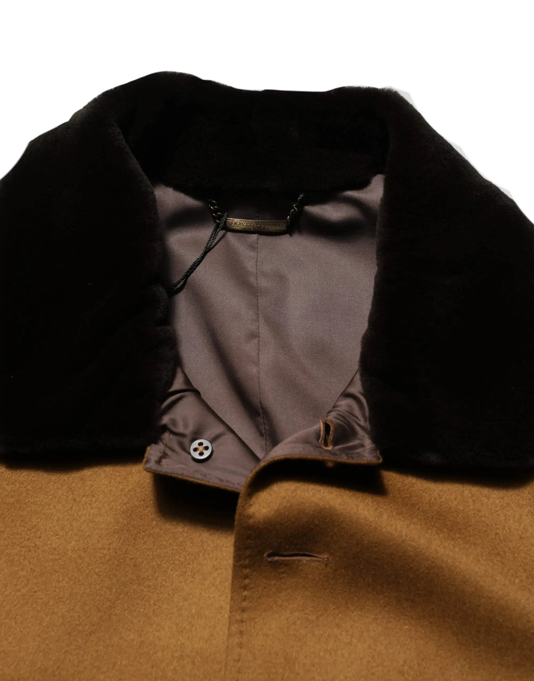 Dolce &amp; Gabbana Sample Sale | Dolce &amp; Gabbana Brown Cashmere Mink Fur Men Overcoat Jacket - | Designer outlet