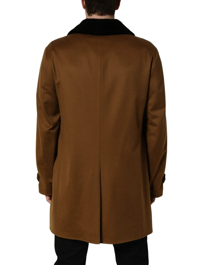 Dolce &amp; Gabbana Sample Sale | Dolce &amp; Gabbana Brown Cashmere Mink Fur Men Overcoat Jacket - | Designer outlet