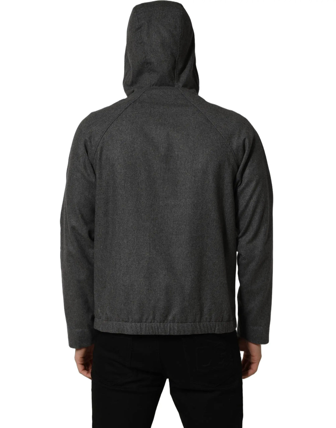 Dolce &amp; Gabbana Sample Sale | Dolce &amp; Gabbana Gray Cotton Men Hooded Full Zip Bomber Jacket - | Designer outlet
