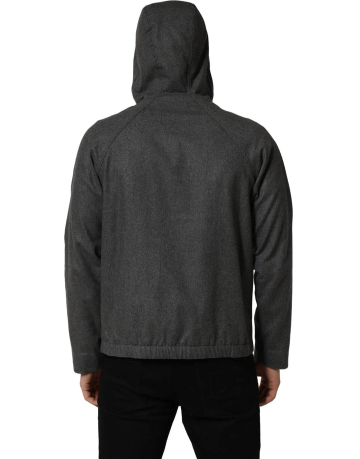 Dolce &amp; Gabbana Sample Sale | Dolce &amp; Gabbana Gray Cotton Men Hooded Full Zip Bomber Jacket - | Designer outlet