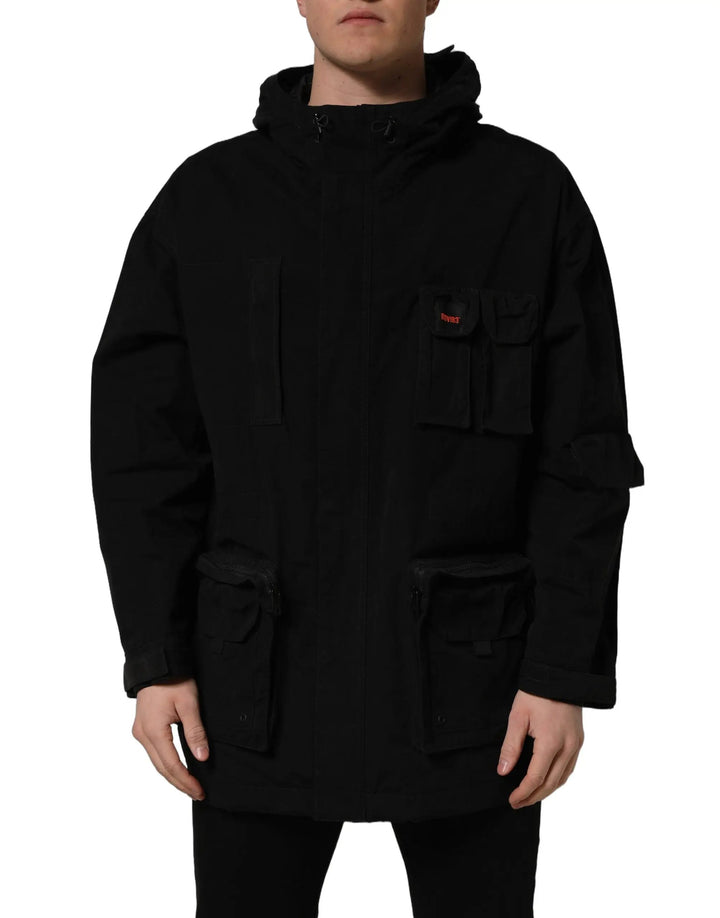 Dolce &amp; Gabbana Sample Sale | Dolce &amp; Gabbana Black Nylon Men Hooded Windbreaker Jacket - | Designer outlet