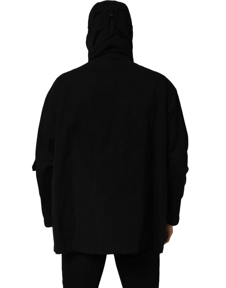 Dolce &amp; Gabbana Sample Sale | Dolce &amp; Gabbana Black Nylon Men Hooded Windbreaker Jacket - | Designer outlet