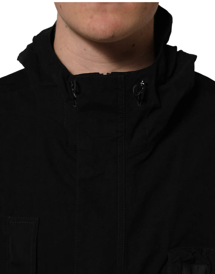 Dolce &amp; Gabbana Sample Sale | Dolce &amp; Gabbana Black Nylon Men Hooded Windbreaker Jacket - | Designer outlet