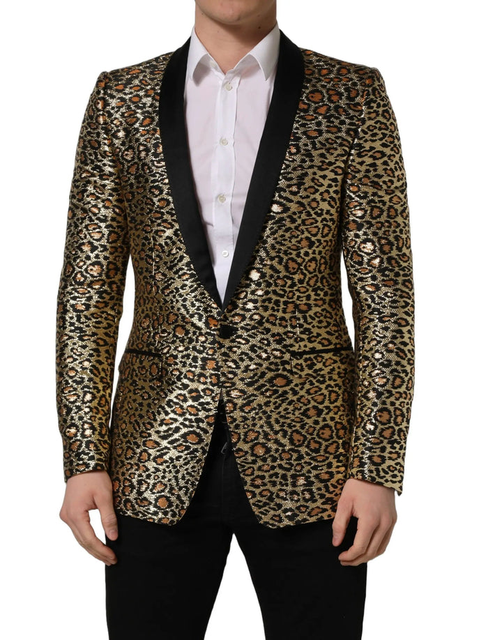 Dolce &amp; Gabbana Sample Sale | Dolce &amp; Gabbana Gold Leopard Single Breasted Men Coat Jacket - | Designer outlet