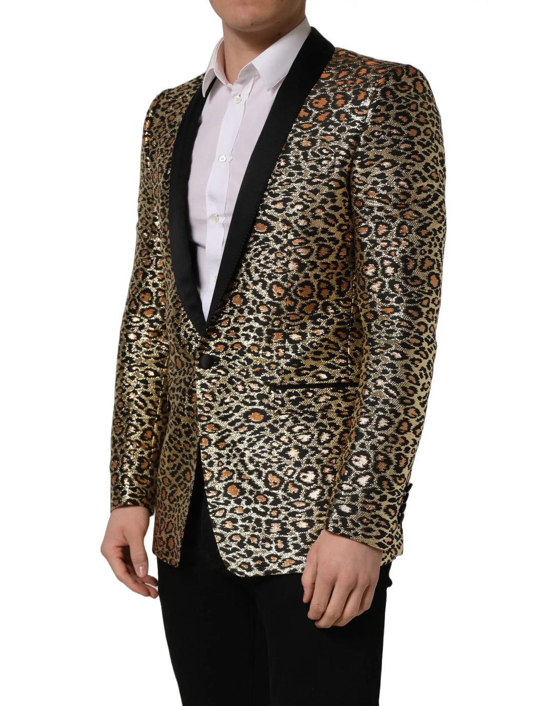 Dolce &amp; Gabbana Sample Sale | Dolce &amp; Gabbana Gold Leopard Single Breasted Men Coat Jacket - | Designer outlet