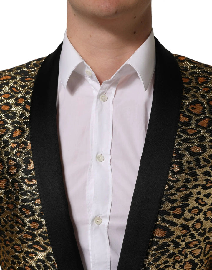 Dolce &amp; Gabbana Sample Sale | Dolce &amp; Gabbana Gold Leopard Single Breasted Men Coat Jacket - | Designer outlet