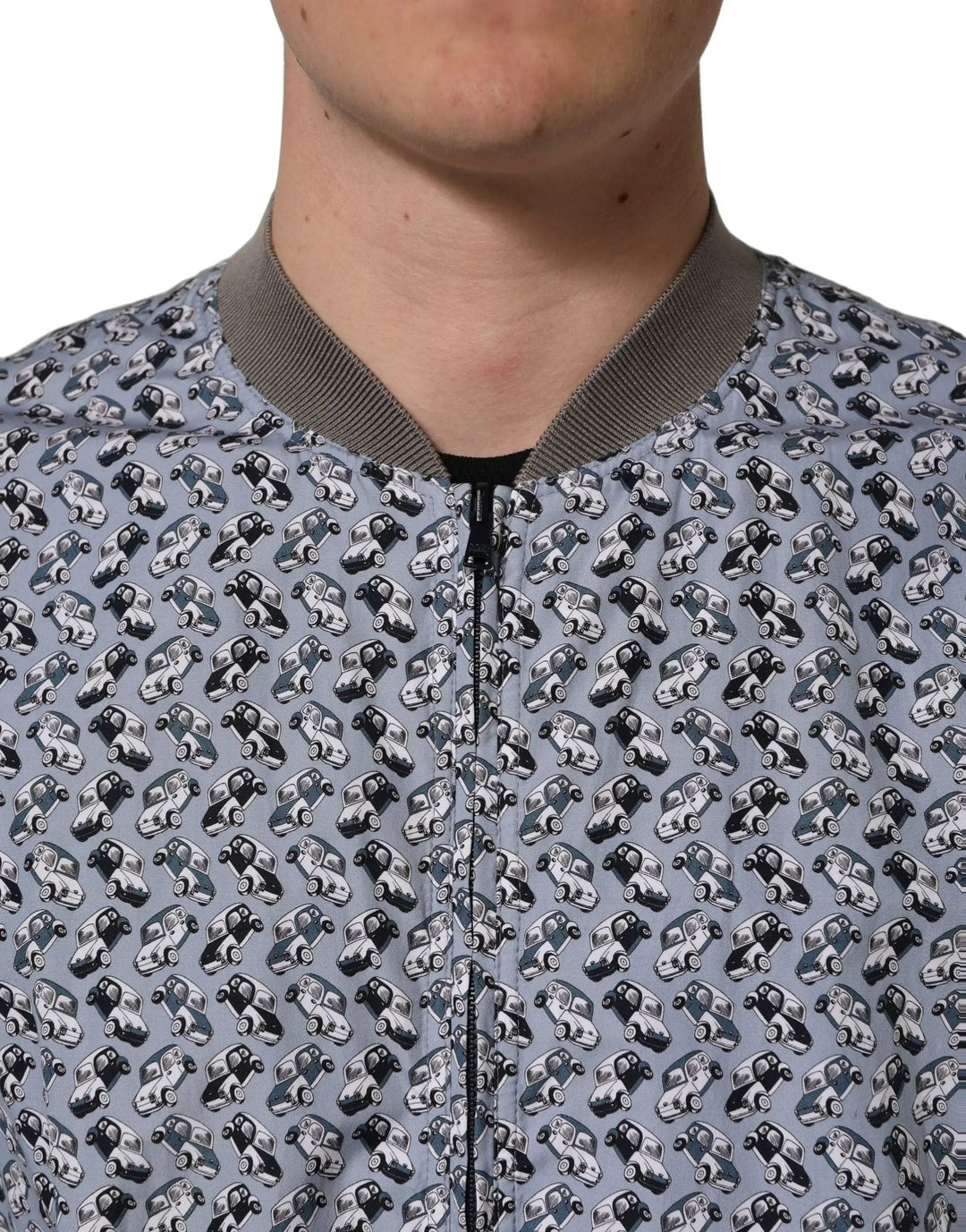 Dolce &amp; Gabbana Sample Sale | Dolce &amp; Gabbana Light Blue Cotton Car Print Bomber Jacket - | Designer outlet