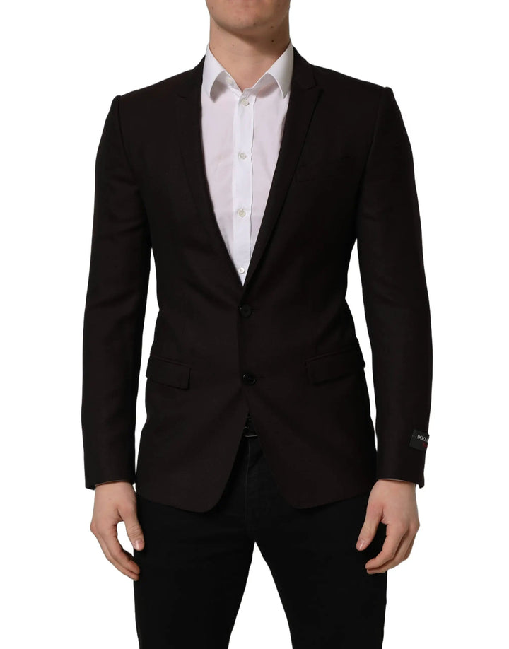 Dolce &amp; Gabbana Sample Sale | Dolce &amp; Gabbana Brown Wool GOLD Single Breasted Men Jacket - | Designer outlet